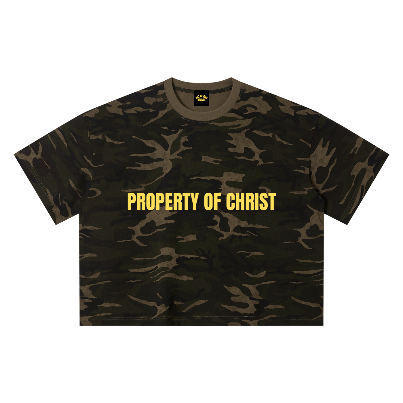 product of christ,christ,tee,product,camo,cropped,light