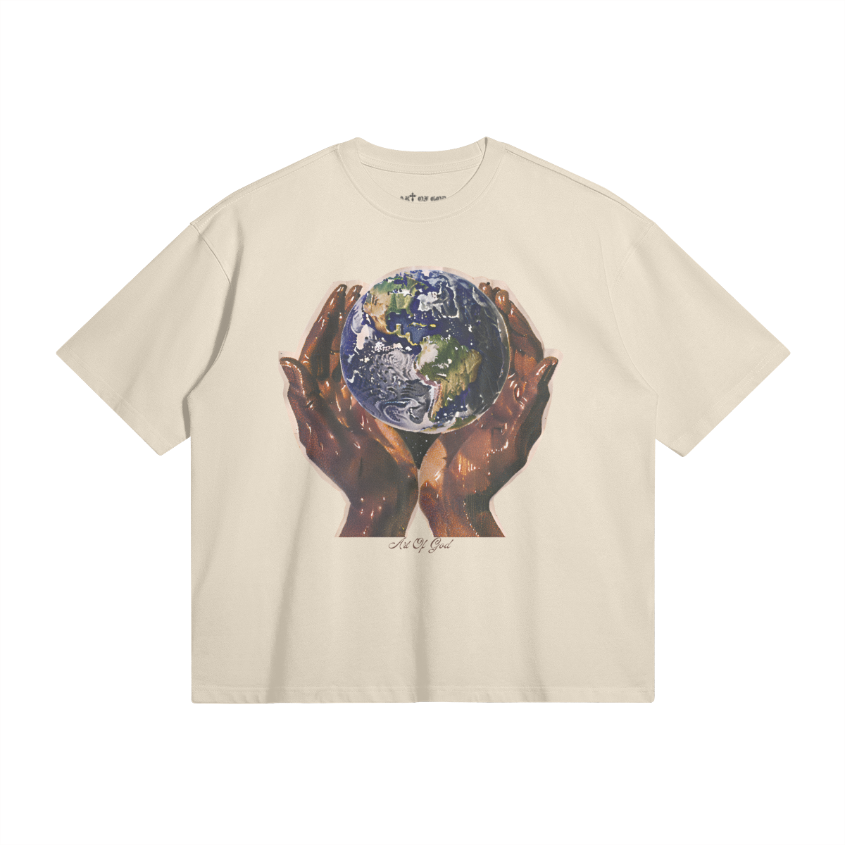 World In His Hands Cream Tee